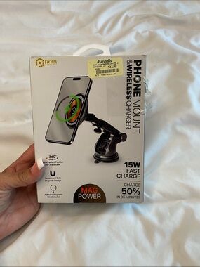 15W Magnetic Phone Mount & Wireless Charger - Black